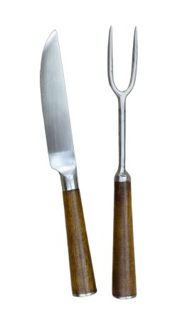 This Medieval Knife and Fork Cutlery are ideal for your own Kingly feast or Medieval meal and are made from stainless steel for ease of cleaning and preservation. The handles are well-carved and polished wood.
