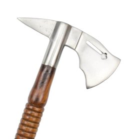 This Tomahawk has a head of high carbon steel which is mounted to a haft of polished hardwood.