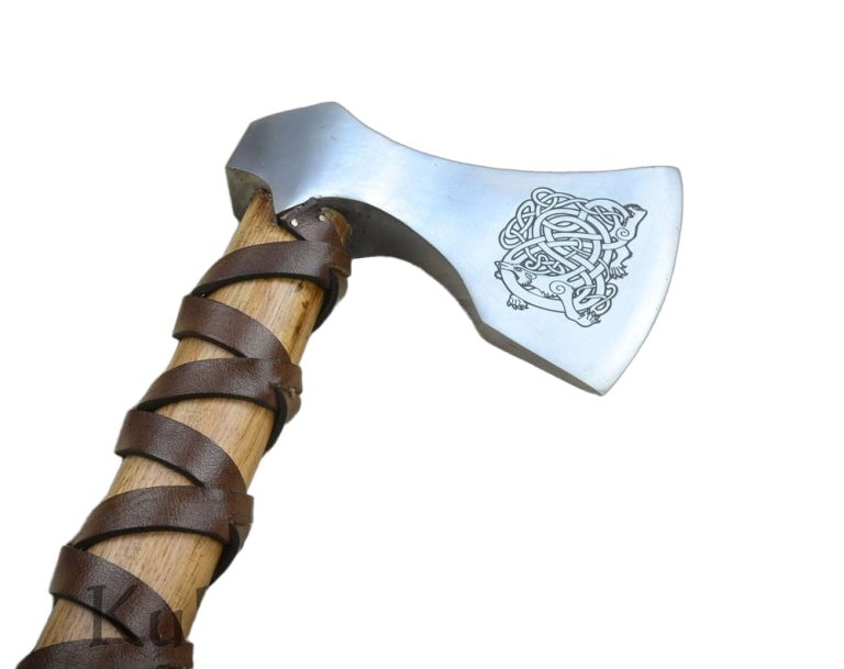 Viking Type E Axe with Etched Norse Design
