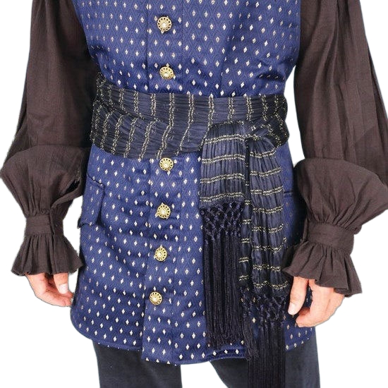 Navy Blue and Gold Pirate's Sash