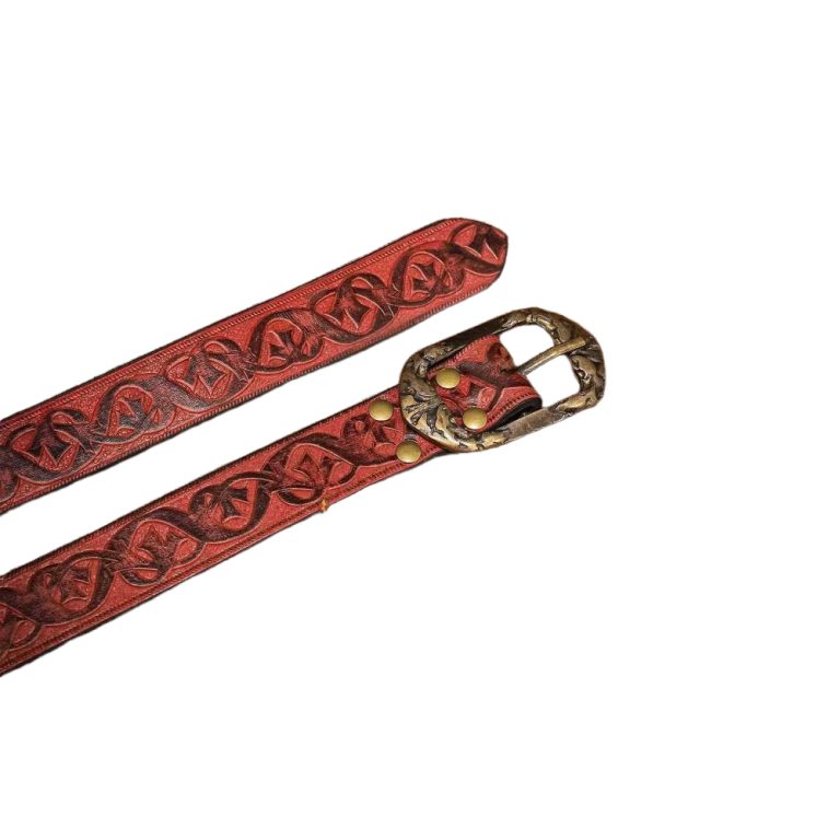Handcrafted Maroon Leather Fantasy Belt
