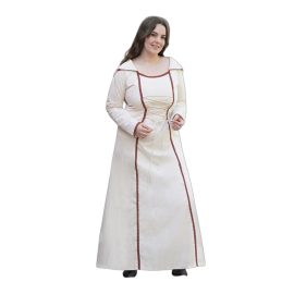 
Donning this graceful dress, hiding from the new cruel king’s guards, you are the cunning sorceress with a plan to turn the tables – and your time has come! So look no further! The “Wandering Sorceress” cotton dress is the centerpoint of your ensemble as a true sorceress of the clan.
Tailored skillfully by our craftspersons from 100% light cotton, it not only provides an elegant flow when donned but also makes it comfortable to wear in the muggy summer events! This dress comes with a large hood at its back. For a better fit, it closes with a zipper at its back.  PLEASE NOTE THAT THE SIZE CHART ATTACHED SHOWS THE FLAT GARMENT MEASUREMENTS.
