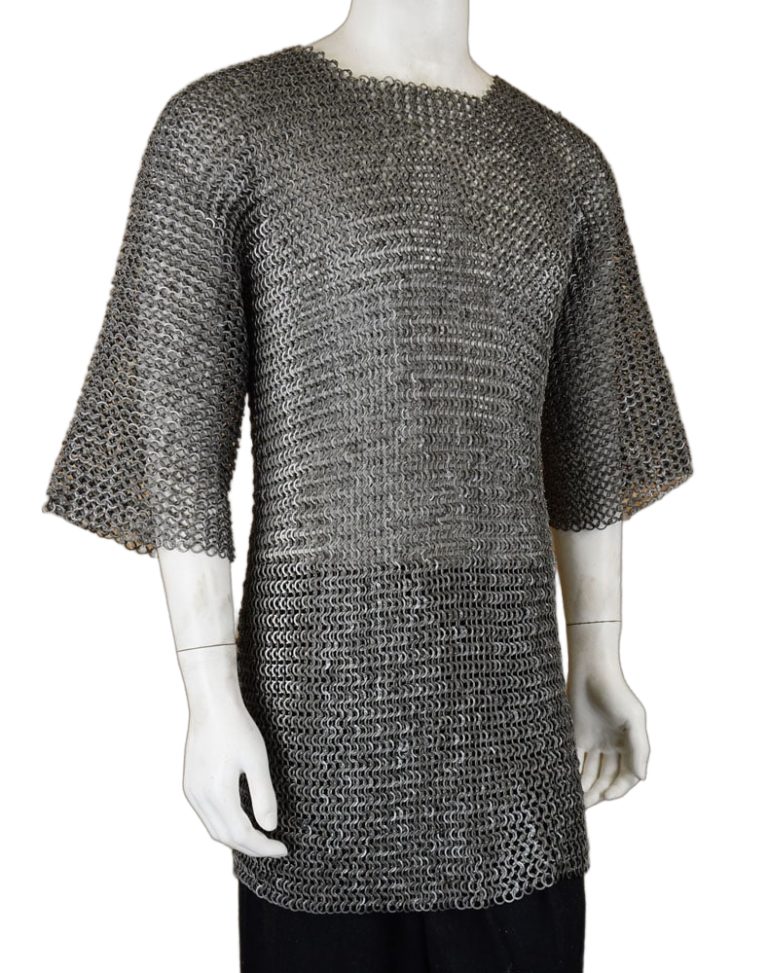 Chainmail Half-Sleeve Haubergeon - Alternating Dome Riveted Flat Rings