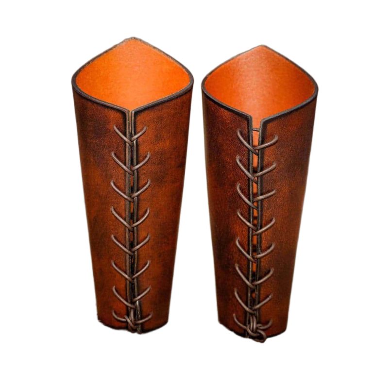 Double Dragons Genuine Leather Bracers Set  Brown
