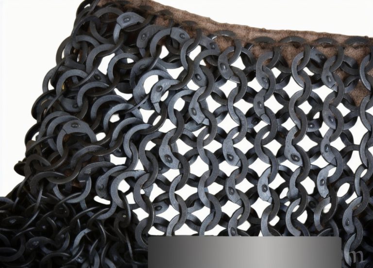 Chainmail Standard / Bishop's Mantle - Darkened Alternating Mild Steel Wedge Riveted Flat Rings and Solid Flat Rings