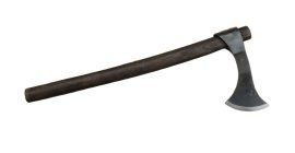 This Francisca Throwing Axe has a head forged from 1065 high carbon steel which has been left rough-polished to retain a rustic period character. It is fitted onto a stained hardwood haft.

Famously associated with the Frankish tribes of the early Medieval period, the Francisca (or Francesca) was a hard-hitting throwing axe used to disrupt an enemy formation as a precursor to melee combat. The historian Procopius of Byzantium noted that the Franks would, with a timed signal, unleash a volley of whirling axes at their foes before hand to hand combat. The axes could damage shields, or possibly even bounce off the rims of shields causing them to spiral into a formation at unpredictable and chaotic angles. Though they might kill relatively few shielded men, a volley which damaged shields and disoriented foes whilst causing some injuries could be just the advantage needed to win the field.

Though the Francisca owes its name to the Franks, it was used by many Germanic tribes of the period, as well as the Anglo Saxons.
Please Note: There is a replacement haft available for this item which is sold separately. It is linked on this page with a photo thumbnail.