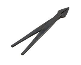 These medieval blacksmiths tongs are hand-forged from iron and are fully functional and ready for your reenactment forging. They are left rough-polished for a wholly utilitarian period appearance.