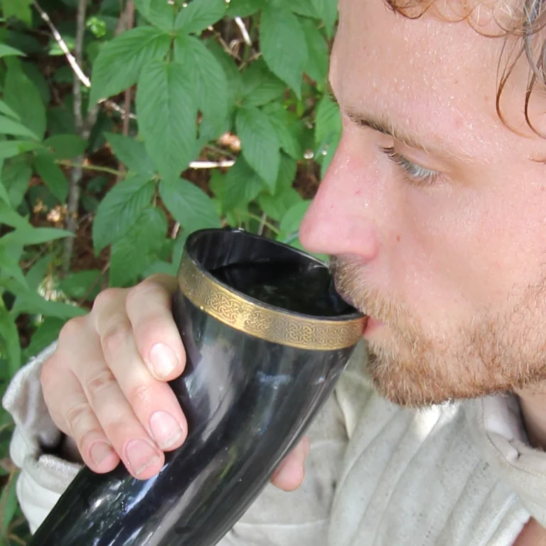 Brass Adorned Drinking Horn