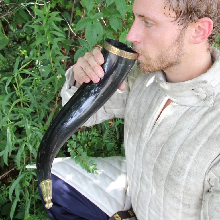 Brass Adorned Drinking Horn