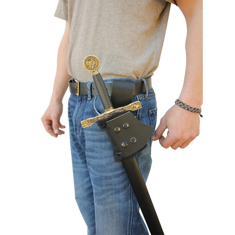 Fur Lined Leather Sword Frog Black