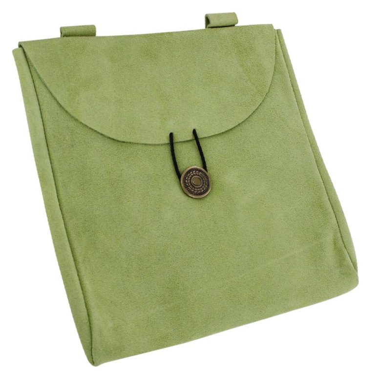Green Jester's Suede Leather Pouch