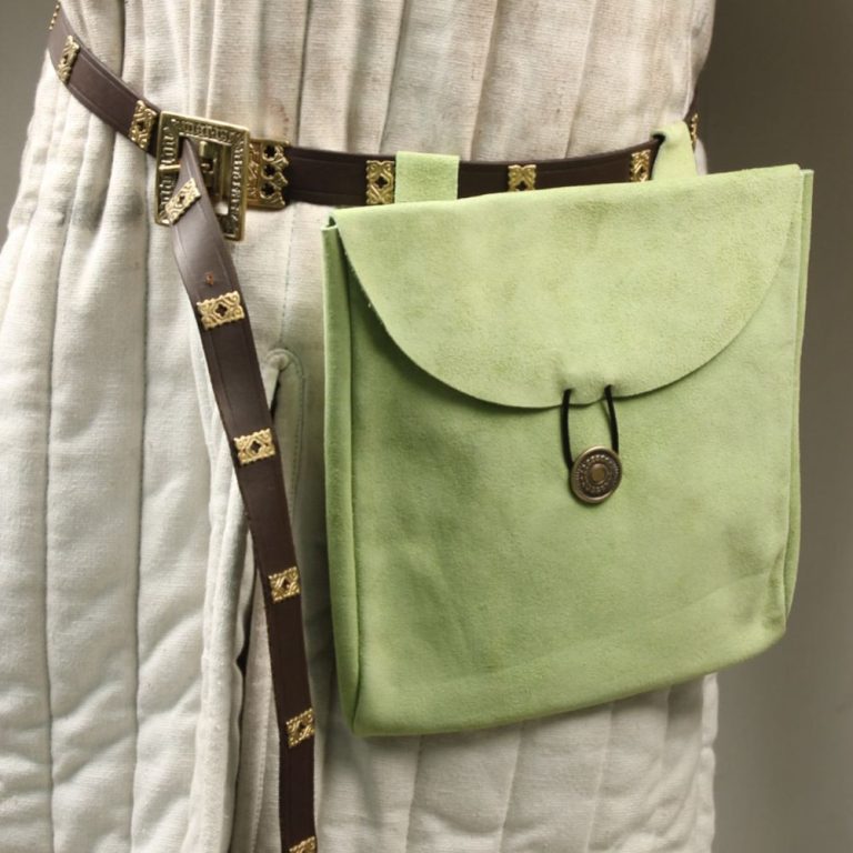 Green Jester's Suede Leather Pouch