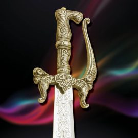 Intricate etch-work patterns dress this cutlass which is of 420 stainless steel and mirror polished. Forged with Marto’s world-renown quality, the Arabic cutlass is a worthy and popular addition to any sword enthusiast’s collection.  Note: Decorative use only. Intended for wall decor, displays, home or office decor or for costume.  Price includes international shipping. 