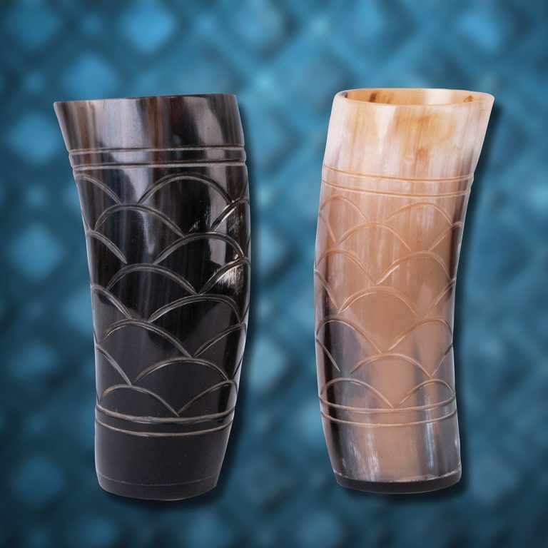Horn Cup Set with Carvings