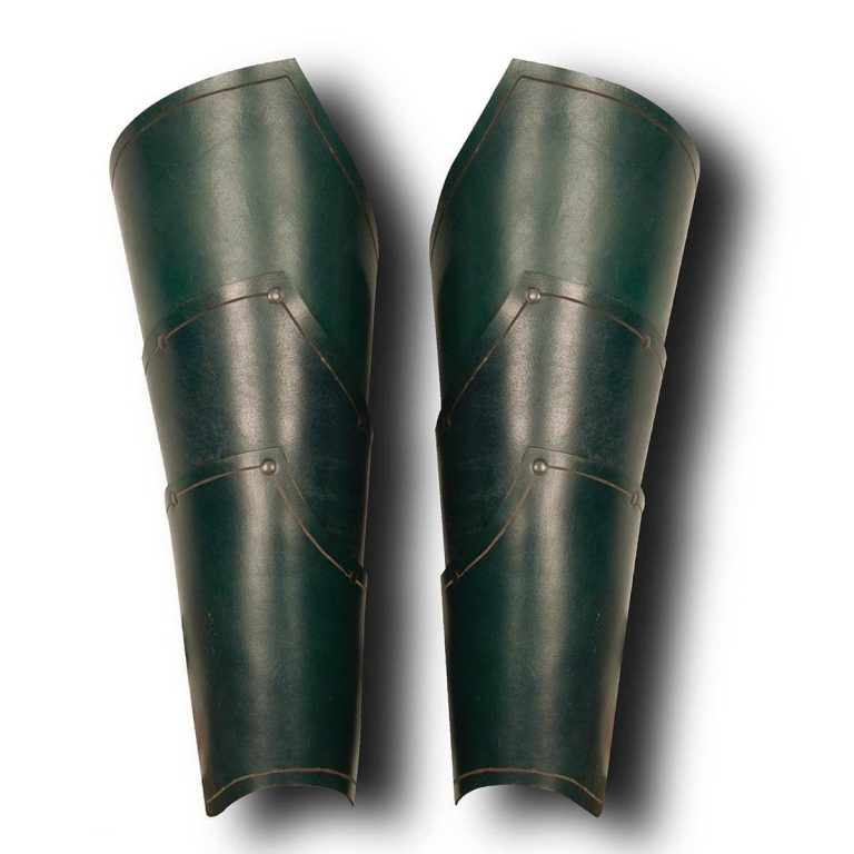 Green Leather Greaves of Elven Design