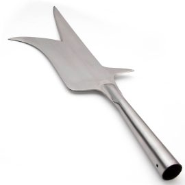 Also known as "Forest Bill," the "Black Bill," or the "Brown Bill," this was a fearsome war instrument during the middle ages. Noted 16th-century weapons expert George Silver called it the most deadly of all two-hand weapons (he lived before the invention of firearms and fighter planes, remember). Highly favored by the English from about 1300 to 1620. Hand-forged of tough, high carbon steel by the master armorers at Windlass Steelcrafts. It can be mounted on a wooden dowel from your local hardware or home supply store.