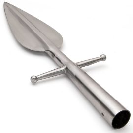 Germanic tribes used lugged spears like this to dispatch wild boar and other game. The lugs provided a stop to prevent an angry boar from charging up the shaft and goring the wielder. Hand forged of tough, high carbon steel by the master armorers at Windlass Steelcrafts. Center ridge for extra strength. Can be mounted on a wooden dowel from your local hardware or home supply store.