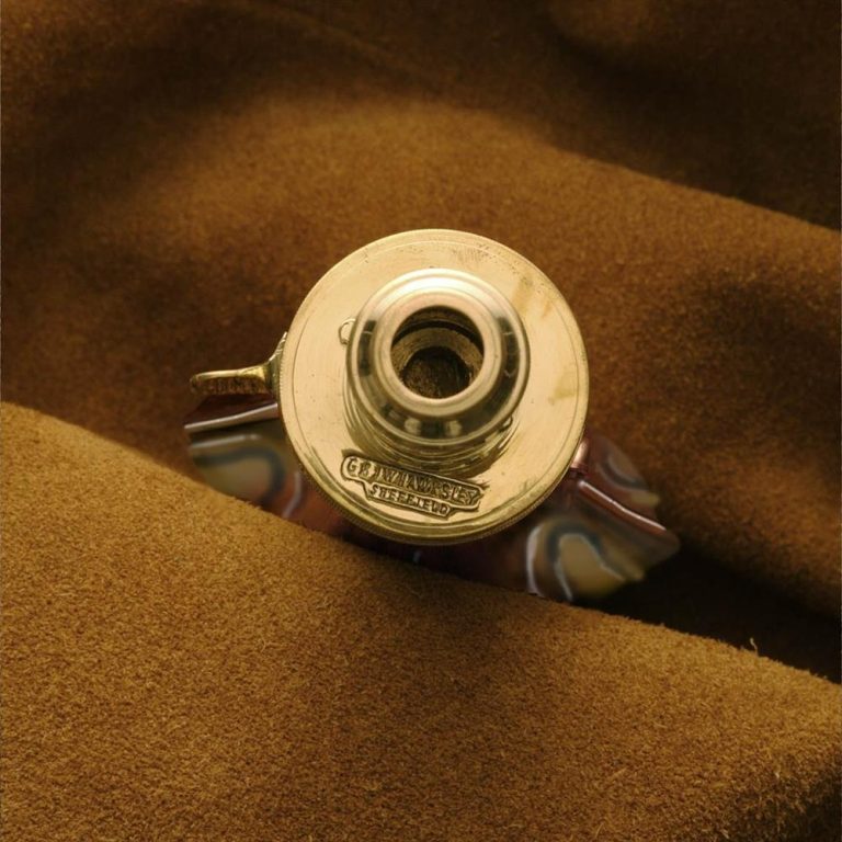 Brass Powder Flask with Floral Design Replica
