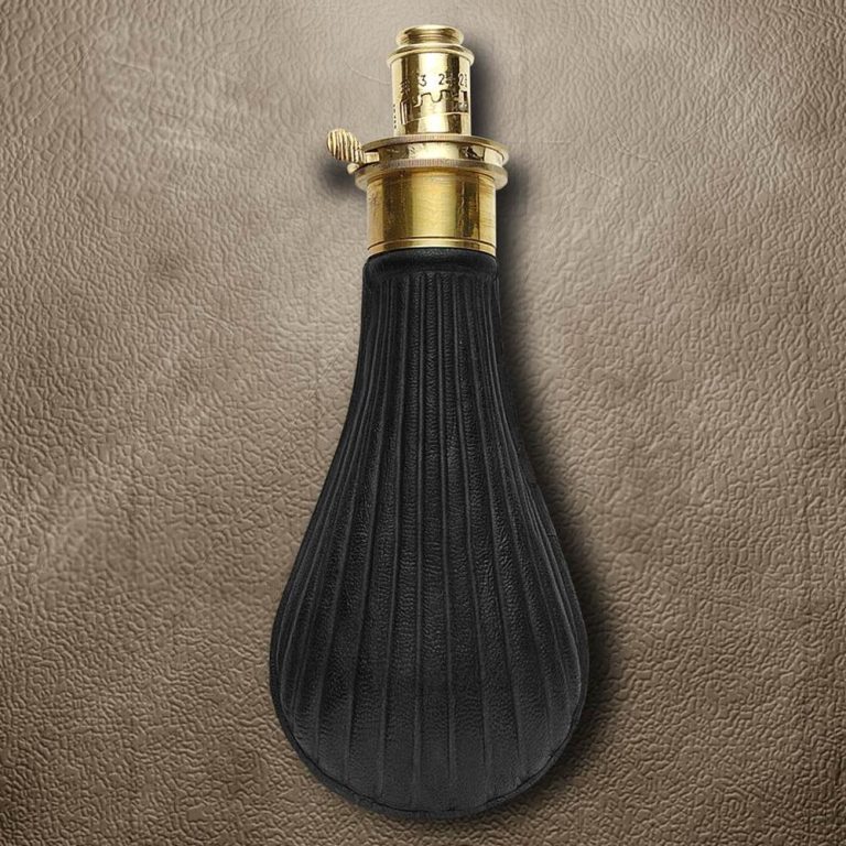 Replica Scalloped Black Leather Powder Flask