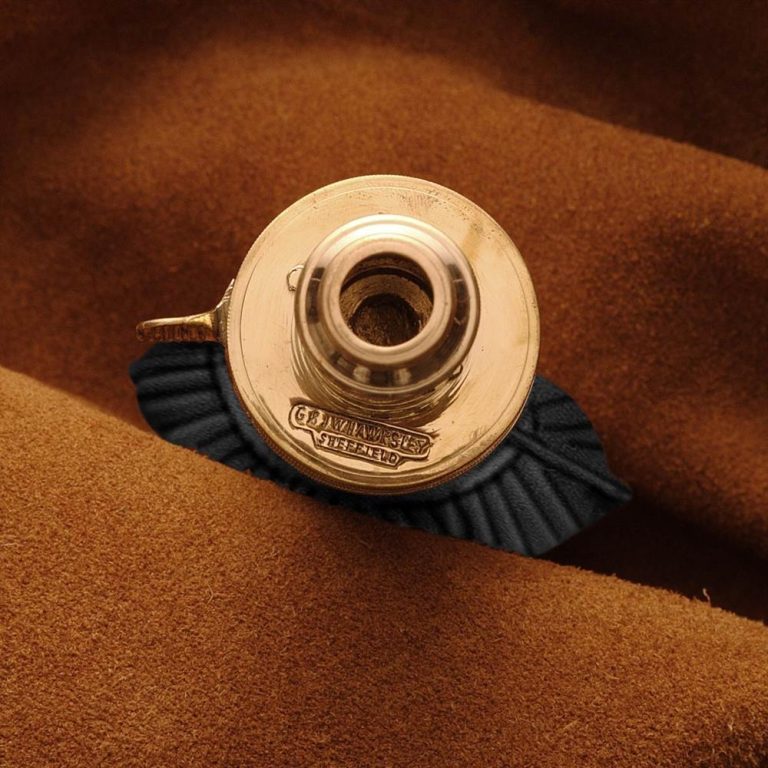 Replica Scalloped Black Leather Powder Flask