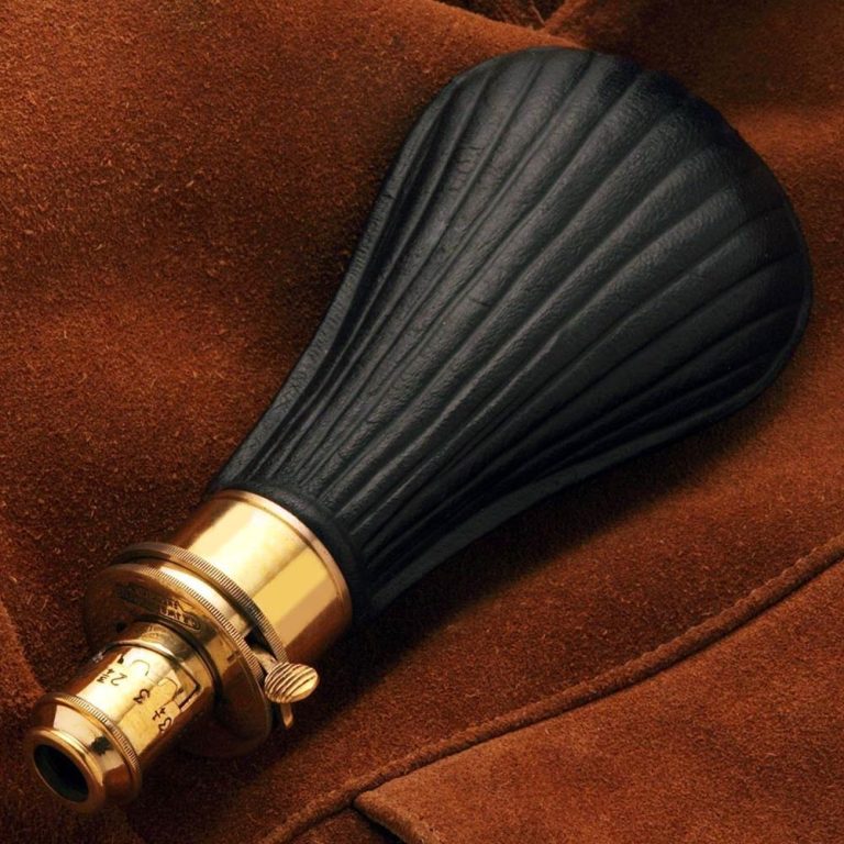 Replica Scalloped Black Leather Powder Flask