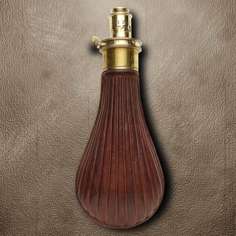 Replica Scalloped Brown Leather Powder Flask