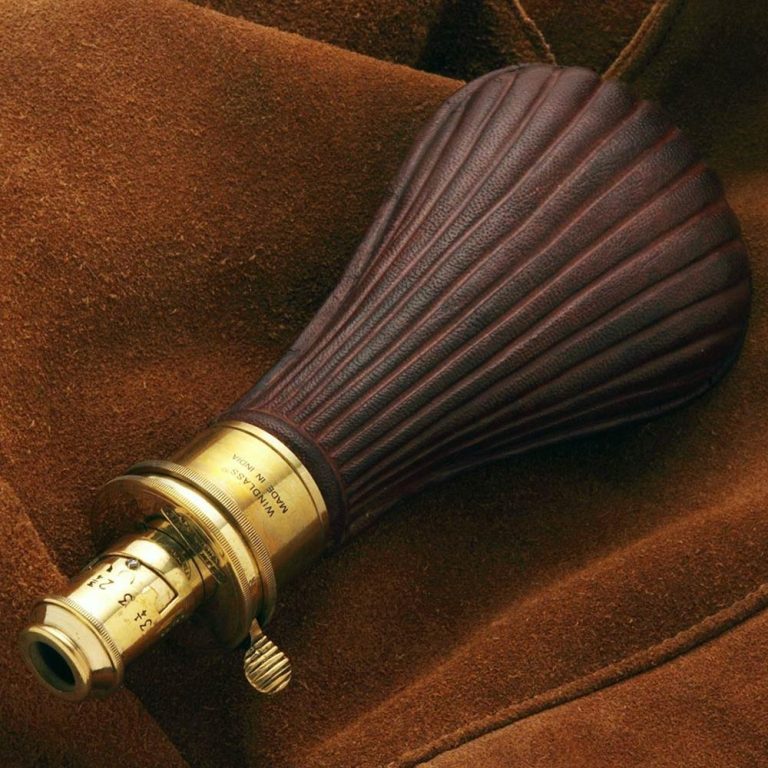 Replica Scalloped Brown Leather Powder Flask