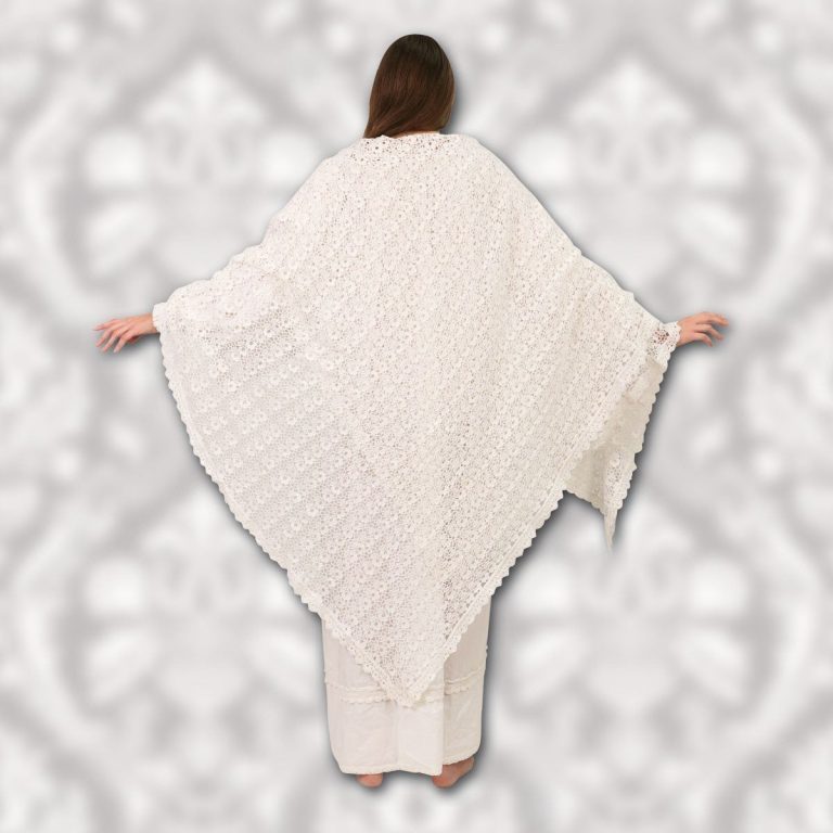 Cotton Lace Shawl in Ivory Color