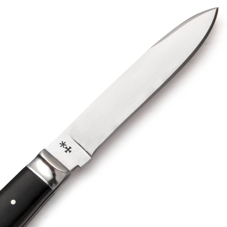 Spear Point Folding Knife with Buffalo Horn Scales