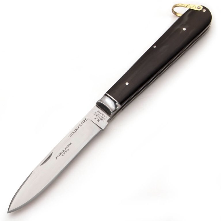 Spear Point Folding Knife with Buffalo Horn Scales