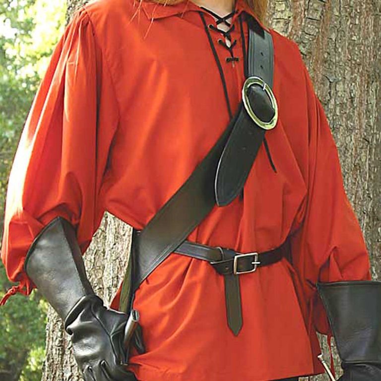 Left-Handed European Baldric - Black Leather