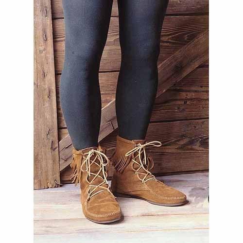 Fringed Low Leather Boots