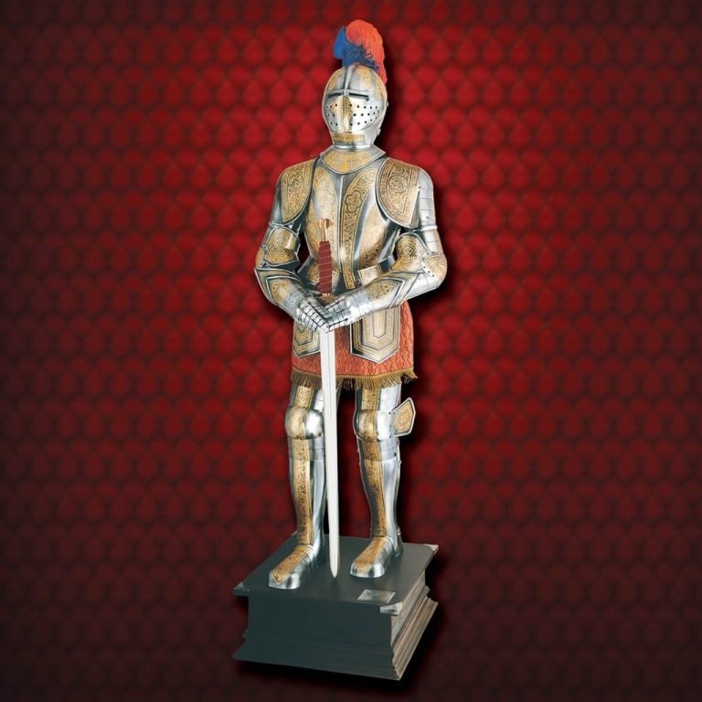 Gold Etched Medieval Suit of Armor