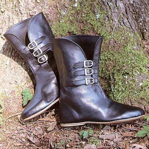 Medieval Leather Calf-Length Boots