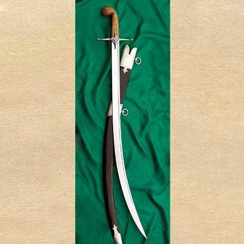 Curved blade scimitar for combat and display.
