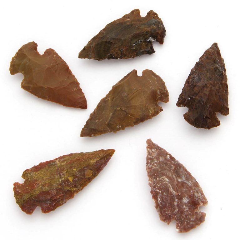 Set of Six Medium Agate Arrowheads