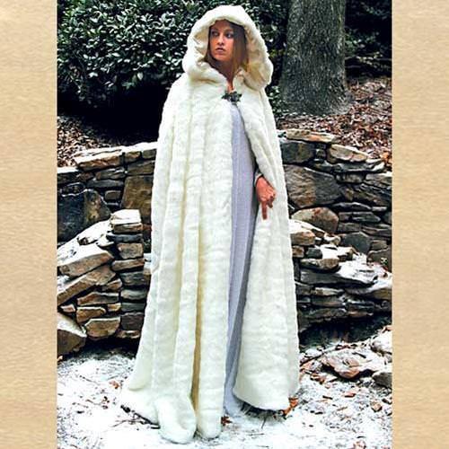 Faux Fur Hooded Cape Snow Queen Style