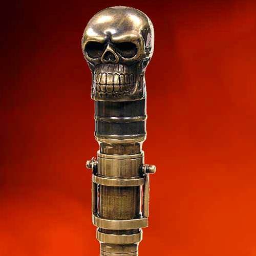 Skull Cane with Hidden Spyglass