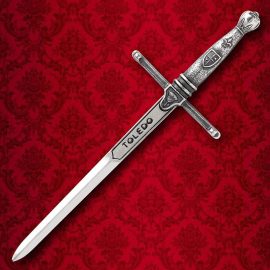 This Toledo Sword Letter Opener is a full-metal, miniature sword by Marto. Made in Spain.    Overall: 6-1/2"    View more products from Marto 