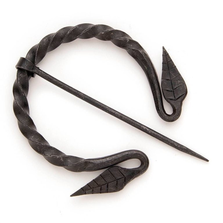 Twisted Forged Iron Leaf Cloak Pin