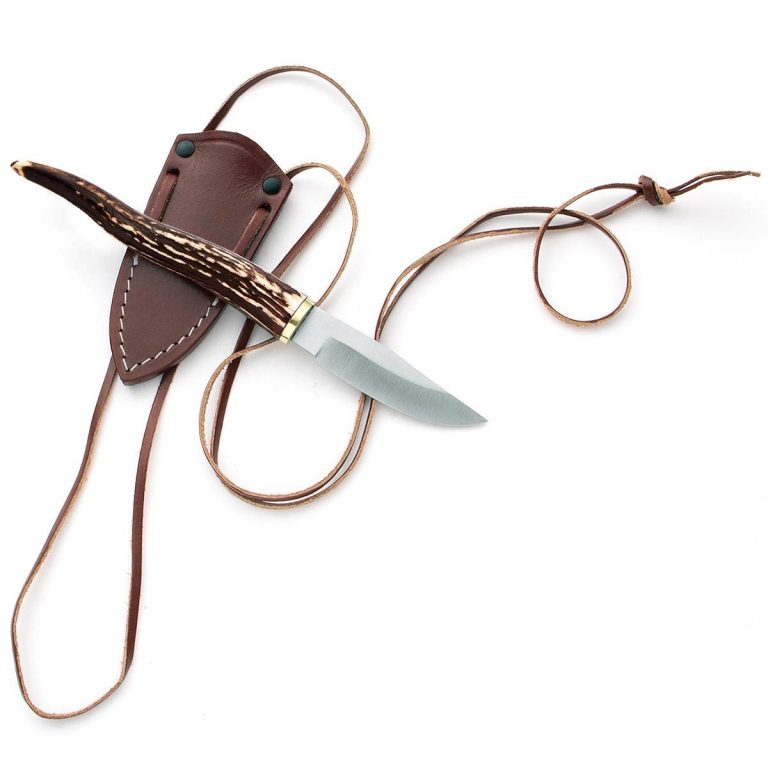 Stag Handle Neck Knife, Made in USA
