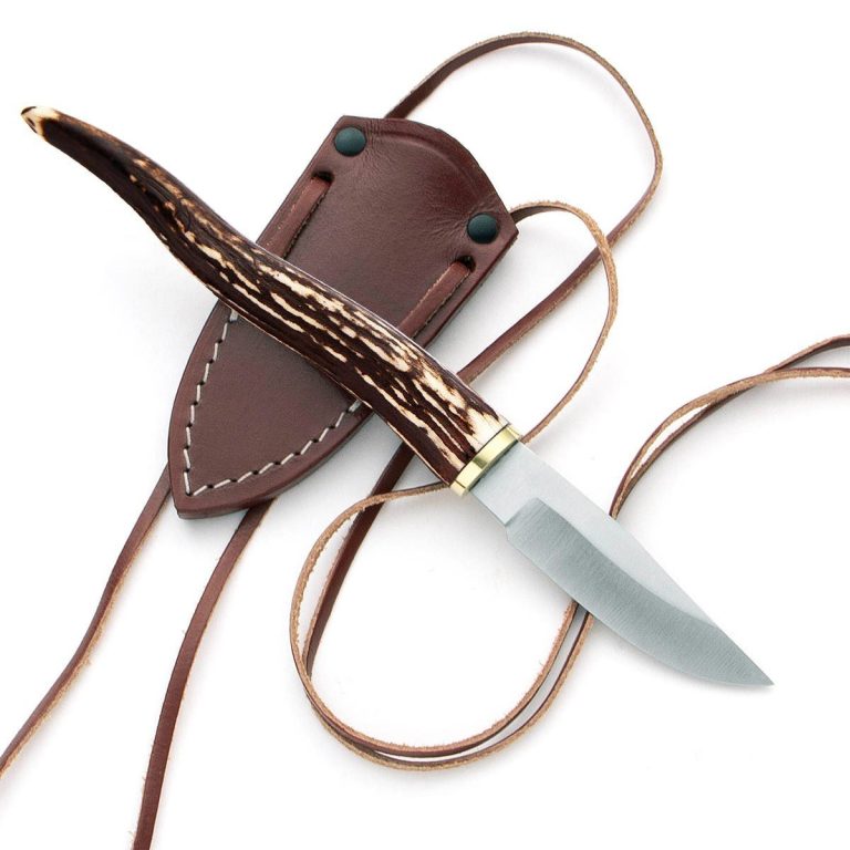 Stag Handle Neck Knife, Made in USA