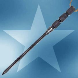 sold out!  Reproduction emergency issue stiletto bladed fighting knife used by Free French and other Allied troops during the second part of 1944. Extremely rare! Originally using a 6-1/2" blade section from a French 1886 Lebel bayonet mounted on an all steel knurled no-slip hilt. Issued in slightly modified British #4 spike bayonet scabbards. Made entirely from blued steel by Windlass Steelcrafts® with leather wrist thong. 

Overall: 11"
Wt: 7 oz

