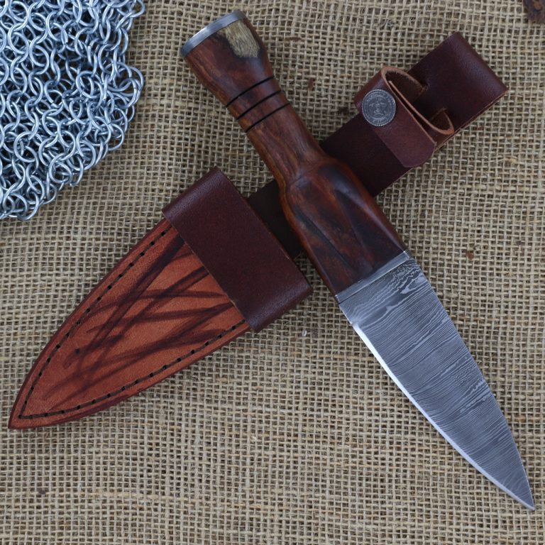Utility Sgian Dubh Knife with Leather Sheath