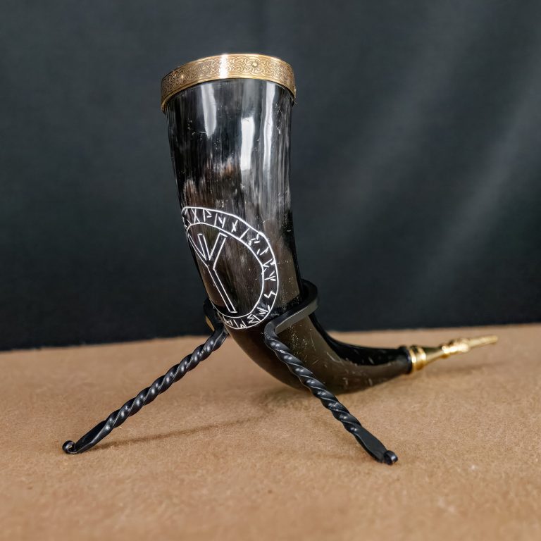 Viking Drinking Horn Set with Stand