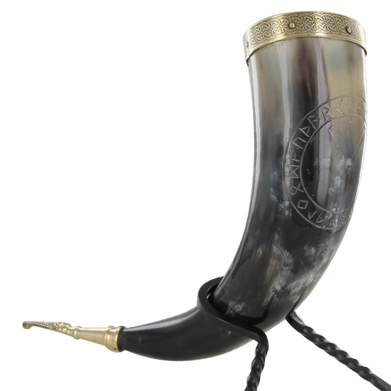 Viking Drinking Horn Set with Stand