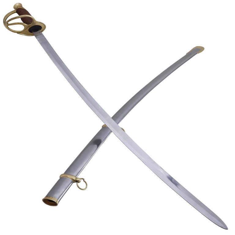 Brass-Hilt Cavalry Sword with Leather Grip