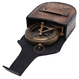 Brass Pocket Compass with Leather Case