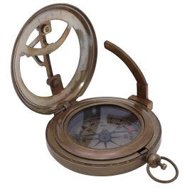 Brass Pocket Compass with Leather Case