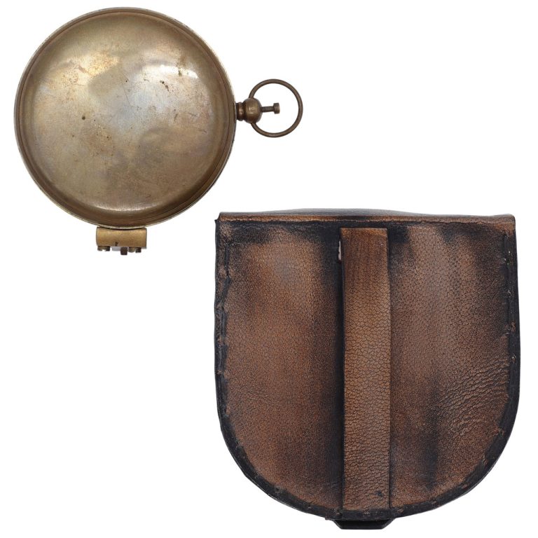 Brass Pocket Compass with Leather Case